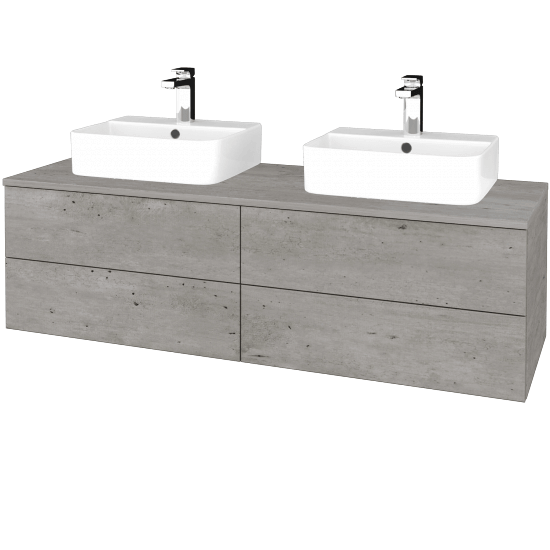 Waschtischunterschrank JOCKAM SZZ4 140 (mit Waschtisch Joy 3)  - D01 Beton - D01 Beton