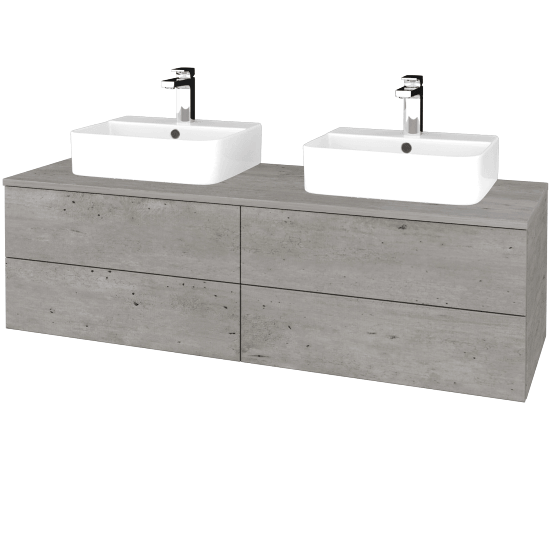 Waschtischunterschrank JOCKAM SZZ4 140 (mit Waschtisch Joy 3)  - D01 Beton - D01 Beton - Nein