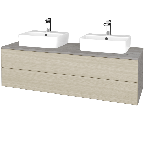 Waschtischunterschrank JOCKAM SZZ4 140 (mit Waschtisch Joy 3)  - D01 Beton - D04 Eiche - Nein
