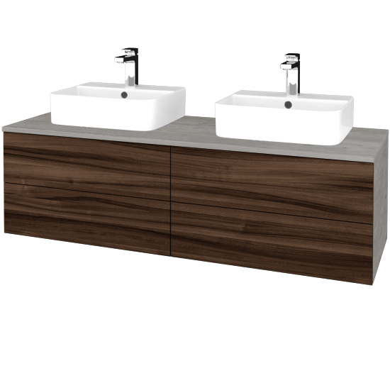 Waschtischunterschrank JOCKAM SZZ4 140 (mit Waschtisch Joy 3)  - D01 Beton - D06 Nussbaum - Nein