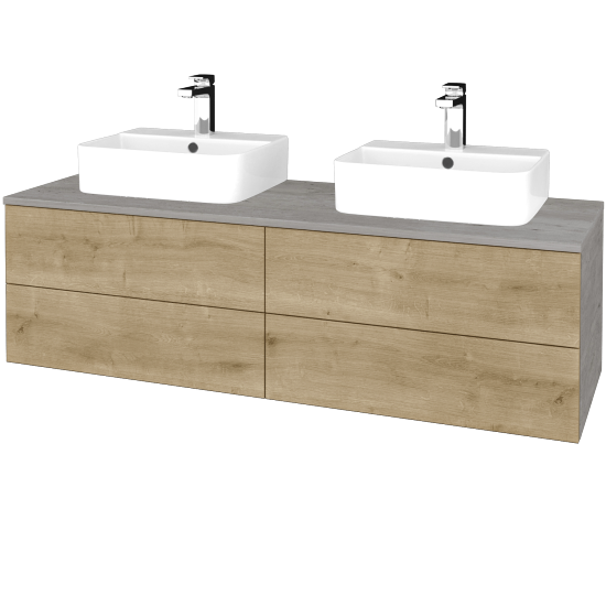 Waschtischunterschrank JOCKAM SZZ4 140 (mit Waschtisch Joy 3)  - D01 Beton - D09 Eiche Arlington - Nein
