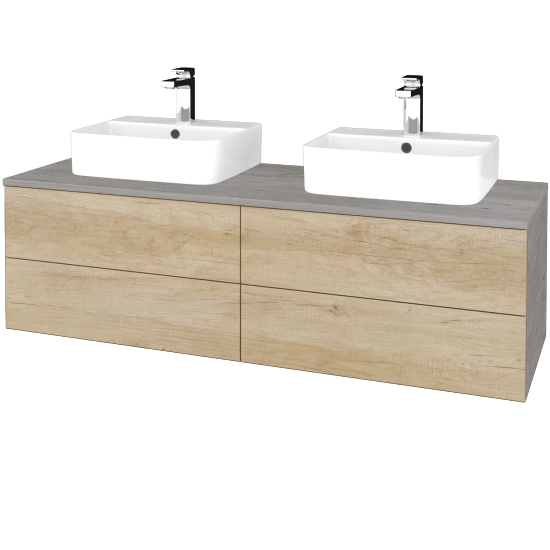 Waschtischunterschrank JOCKAM SZZ4 140 (mit Waschtisch Joy 3)  - D01 Beton - D15 Eiche Nebraska - Nein