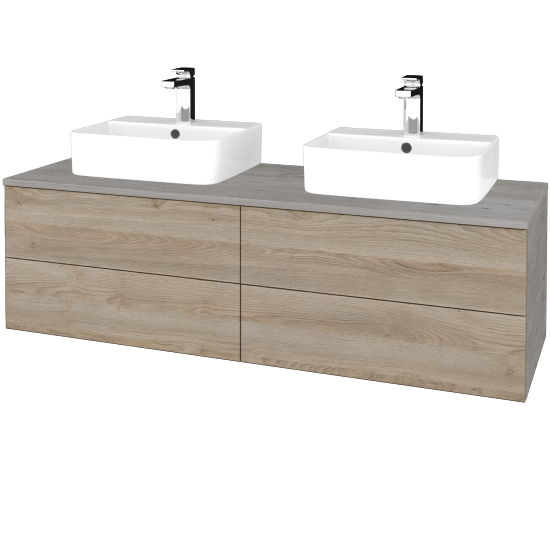 Waschtischunterschrank JOCKAM SZZ4 140 (mit Waschtisch Joy 3)  - D01 Beton - D17 Eiche Colorado - Nein