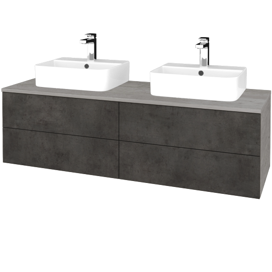 Waschtischunterschrank JOCKAM SZZ4 140 (mit Waschtisch Joy 3)  - D01 Beton - D16 Dark Beton - Nein