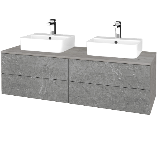 Waschtischunterschrank JOCKAM SZZ4 140 (mit Waschtisch Joy 3)  - D01 Beton - D20 Galaxy - Nein