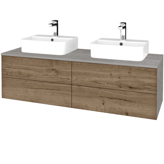 Waschtischunterschrank JOCKAM SZZ4 140 (mit Waschtisch Joy 3)  - D01 Beton - D21 Tobacco - Nein