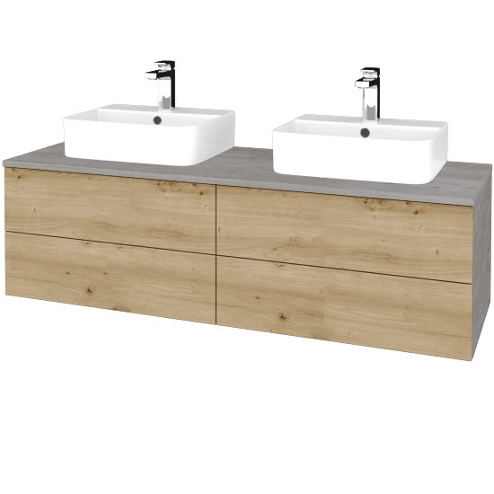 Waschtischunterschrank JOCKAM SZZ4 140 (mit Waschtisch Joy 3)  - D01 Beton - D22 Eiche Caramel - Nein