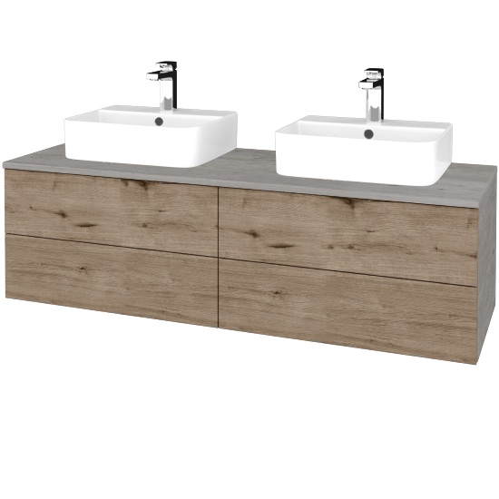 Waschtischunterschrank JOCKAM SZZ4 140 (mit Waschtisch Joy 3)  - D01 Beton - D23 Eiche Herkules - Nein