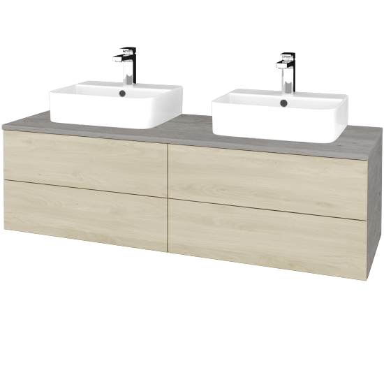 Waschtischunterschrank JOCKAM SZZ4 140 (mit Waschtisch Joy 3)  - D01 Beton - D24 Ohio - Nein
