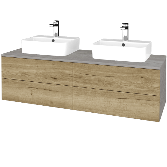 Waschtischunterschrank JOCKAM SZZ4 140 (mit Waschtisch Joy 3)  - D01 Beton - D26 Ontario - Nein