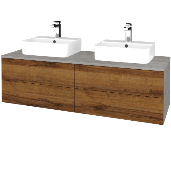 Waschtischunterschrank JOCKAM SZZ4 140 (mit Waschtisch Joy 3)  - D01 Beton - D27 Cognac - Nein