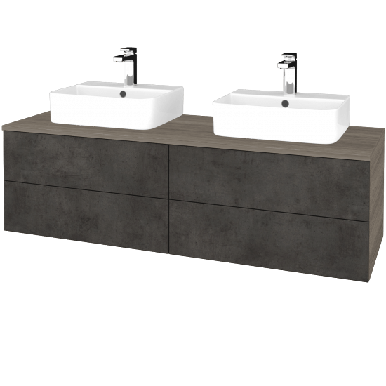 Waschtischunterschrank JOCKAM SZZ4 140 (mit Waschtisch Joy 3)  - D03 Cafe - D16 Dark Beton - Nein