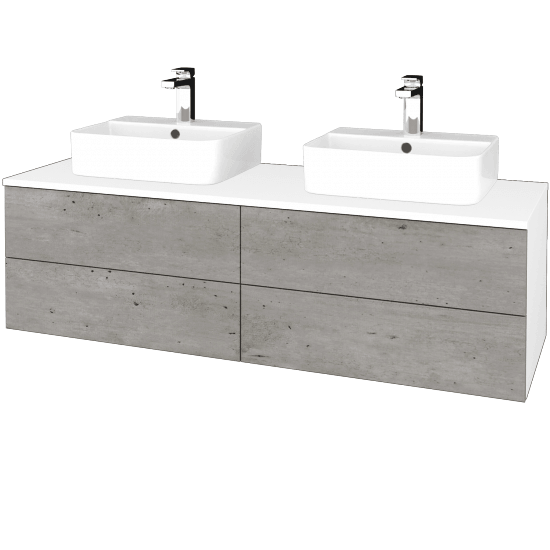 Waschtischunterschrank JOCKAM SZZ4 140 (mit Waschtisch Joy 3)  - N01 Weiß Hochglanz - D01 Beton - Nein