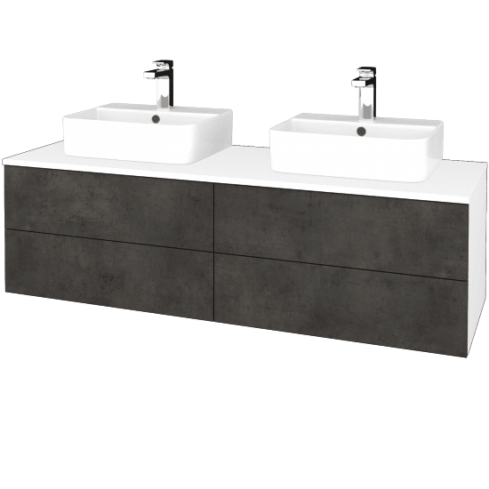 Waschtischunterschrank JOCKAM SZZ4 140 (mit Waschtisch Joy 3)  - N01 Weiß Hochglanz - D16 Dark Beton - Nein