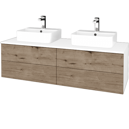 Waschtischunterschrank JOCKAM SZZ4 140 (mit Waschtisch Joy 3)  - N01 Weiß Hochglanz - D23 Herkules - Nein