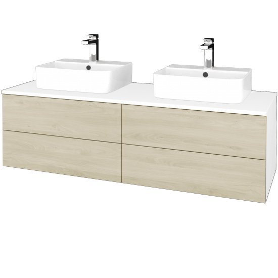 Waschtischunterschrank JOCKAM SZZ4 140 (mit Waschtisch Joy 3)  - N01 Weiß Hochglanz - D24 Ohio - Nein