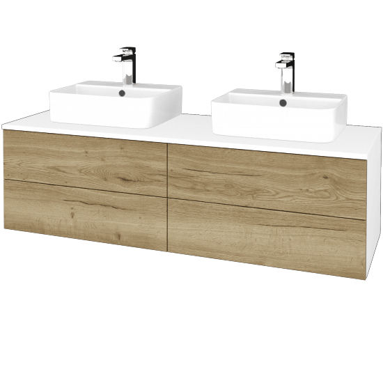 Waschtischunterschrank JOCKAM SZZ4 140 (mit Waschtisch Joy 3)  - N01 Weiß Hochglanz - D26 Ontario - Nein