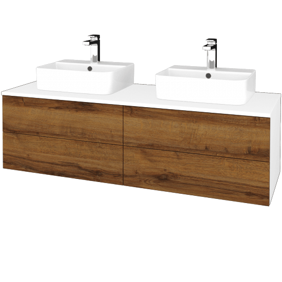 Waschtischunterschrank JOCKAM SZZ4 140 (mit Waschtisch Joy 3)  - N01 Weiß Hochglanz - D27 Cognac - Nein