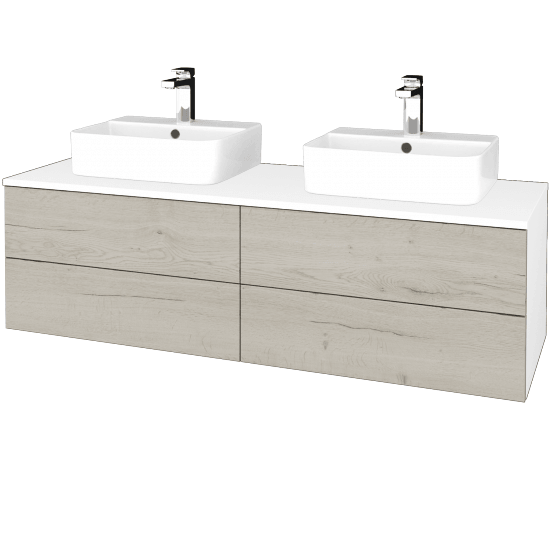 Waschtischunterschrank JOCKAM SZZ4 140 (mit Waschtisch Joy 3)  - N01 Weiß Hochglanz - D28 Alberta - Nein