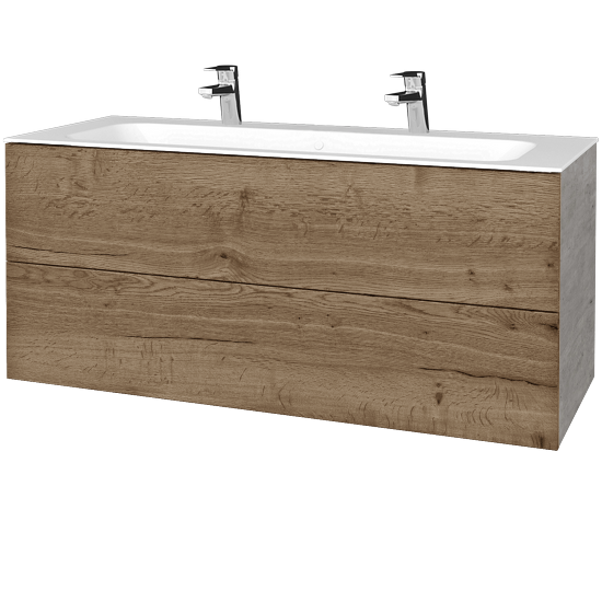 Waschtischunterschrank FLAT SZZ2 120 (für Waschtisch Finion mit 2 Hahnlöchern)  - D01 Beton - D21 Tobacco