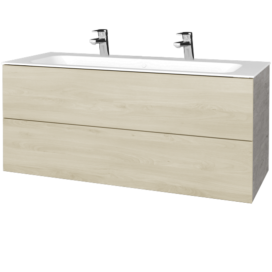 Waschtischunterschrank FLAT SZZ2 120 (für Waschtisch Finion mit 2 Hahnlöchern)  - D01 Beton - D24 Ohio