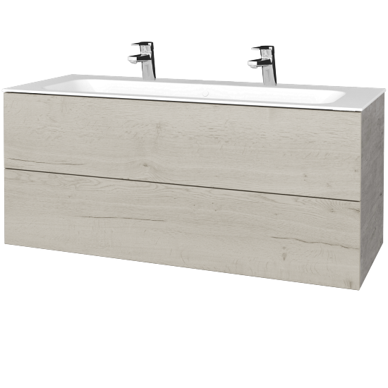 Waschtischunterschrank FLAT SZZ2 120 (für Waschtisch Finion mit 2 Hahnlöchern)  - D01 Beton - D28 Alberta