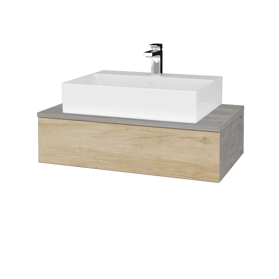 Waschtischunterschrank JOCKAM SZZ 80 (Waschtisch Kube)  - D01 Beton - D15 Eiche Nebraska - Nein