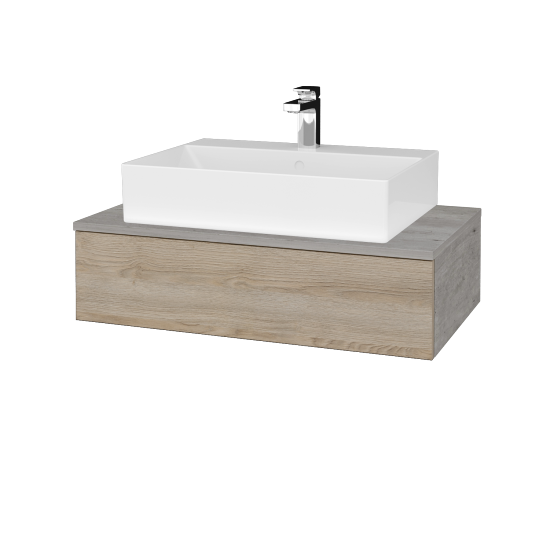 Waschtischunterschrank JOCKAM SZZ 80 (Waschtisch Kube)  - D01 Beton - D17 Eiche Colorado - Nein