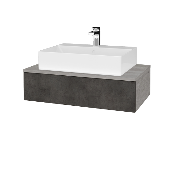 Waschtischunterschrank JOCKAM SZZ 80 (Waschtisch Kube)  - D01 Beton - D16 Dark Beton - Nein