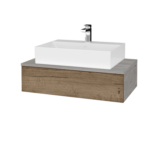 Waschtischunterschrank JOCKAM SZZ 80 (Waschtisch Kube)  - D01 Beton - D21 Tobacco - Nein