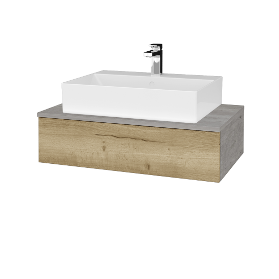 Waschtischunterschrank JOCKAM SZZ 80 (Waschtisch Kube)  - D01 Beton - D26 Ontario - Nein