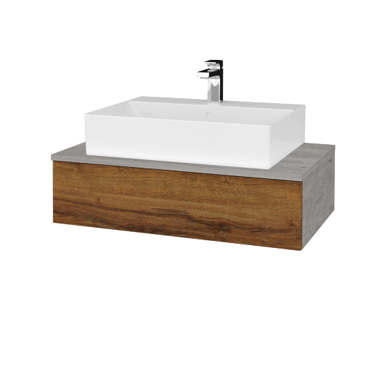 Waschtischunterschrank JOCKAM SZZ 80 (Waschtisch Kube)  - D01 Beton - D27 Cognac - Nein
