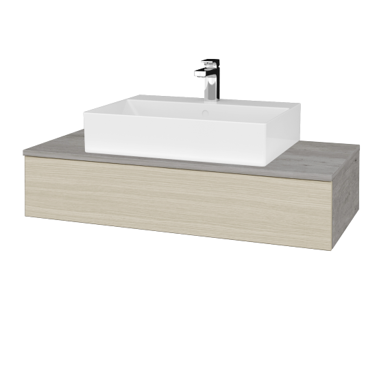 Waschtischunterschrank JOCKAM SZZ 100 (Waschtisch Kube)  - D01 Beton - D04 Eiche - Nein