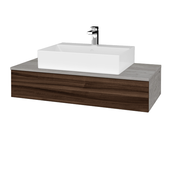 Waschtischunterschrank JOCKAM SZZ 100 (Waschtisch Kube)  - D01 Beton - D06 Nussbaum - Nein