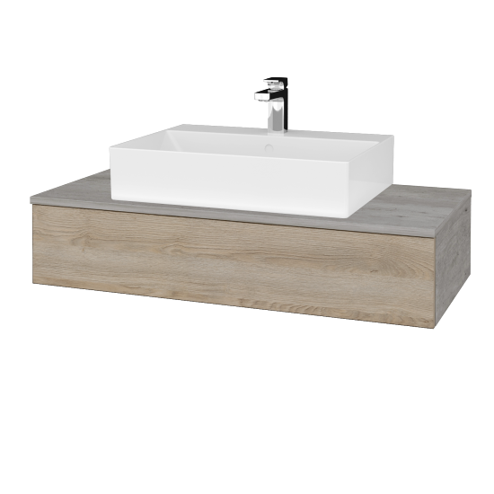 Waschtischunterschrank JOCKAM SZZ 100 (Waschtisch Kube)  - D01 Beton - D17 Eiche Colorado - Nein