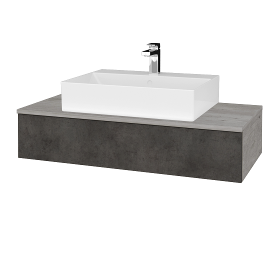 Waschtischunterschrank JOCKAM SZZ 100 (Waschtisch Kube)  - D01 Beton - D16 Dark Beton - Nein