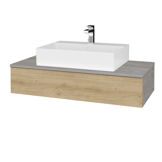 Waschtischunterschrank JOCKAM SZZ 100 (Waschtisch Kube)  - D01 Beton - D22 Caramel - Nein