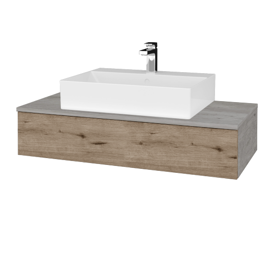Waschtischunterschrank JOCKAM SZZ 100 (Waschtisch Kube)  - D01 Beton - D23 Eiche Herkules - Nein
