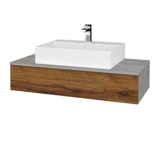 Waschtischunterschrank JOCKAM SZZ 100 (Waschtisch Kube)  - D01 Beton - D27 Cognac - Nein