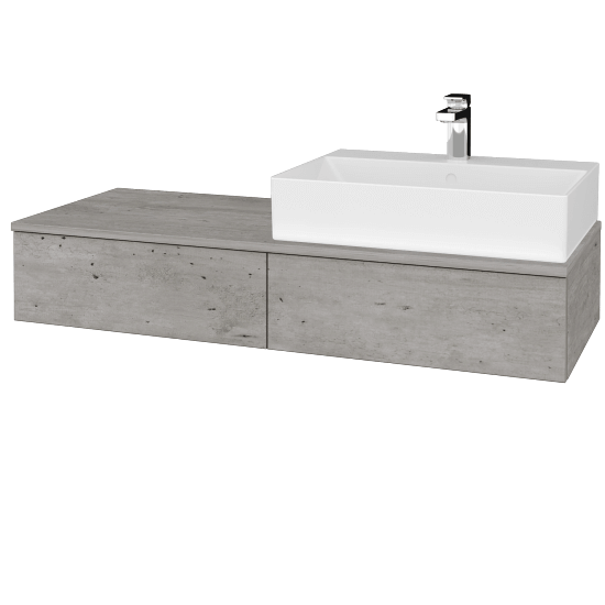 Waschtischunterschrank JOCKAM SZZ2 120 (mit Waschtisch Kube)  - D01 Beton - D01 Beton - Links