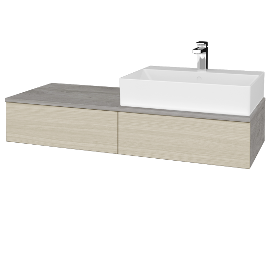 Waschtischunterschrank JOCKAM SZZ2 120 (mit Waschtisch Kube)  - D01 Beton - D04 Eiche - Links - Nein