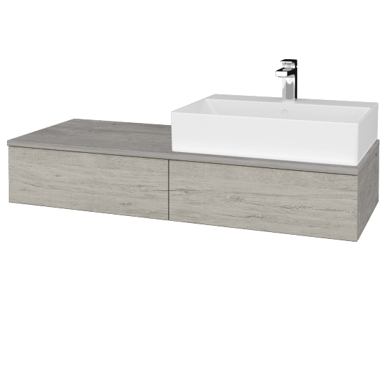 Waschtischunterschrank JOCKAM SZZ2 120 (mit Waschtisch Kube)  - D01 Beton - D05 Oregon - Links - Nein
