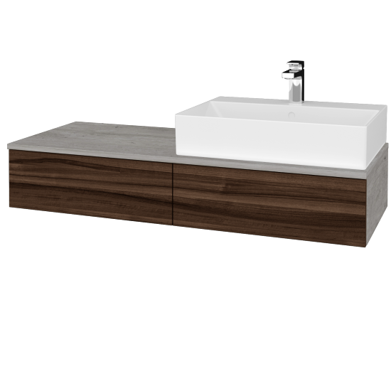 Waschtischunterschrank JOCKAM SZZ2 120 (mit Waschtisch Kube)  - D01 Beton - D06 Nussbaum - Links - Nein
