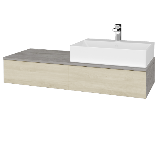 Waschtischunterschrank JOCKAM SZZ2 120 (mit Waschtisch Kube)  - D01 Beton - D24 Ohio - Links - Nein