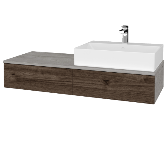 Waschtischunterschrank JOCKAM SZZ2 120 (mit Waschtisch Kube)  - D01 Beton - D25 Teak - Links - Nein