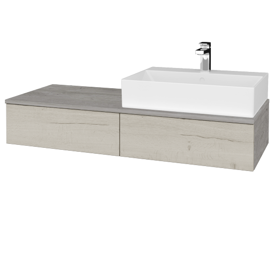 Waschtischunterschrank JOCKAM SZZ2 120 (mit Waschtisch Kube)  - D01 Beton - D28 Alberta - Links - Nein