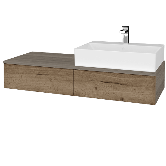 Waschtischunterschrank JOCKAM SZZ2 120 (mit Waschtisch Kube)  - D03 Cafe - D21 Tobacco - Links - Nein
