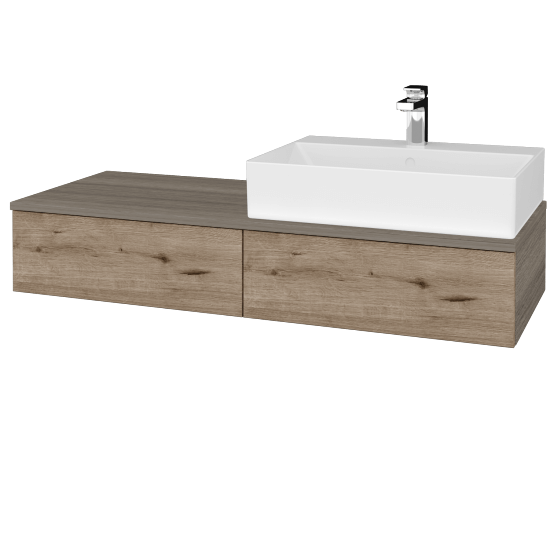 Waschtischunterschrank JOCKAM SZZ2 120 (mit Waschtisch Kube)  - D03 Cafe - D23 Herkules - Links - Nein