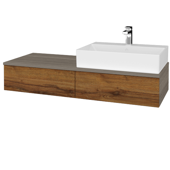 Waschtischunterschrank JOCKAM SZZ2 120 (mit Waschtisch Kube)  - D03 Cafe - D27 Cognac - Links - Nein