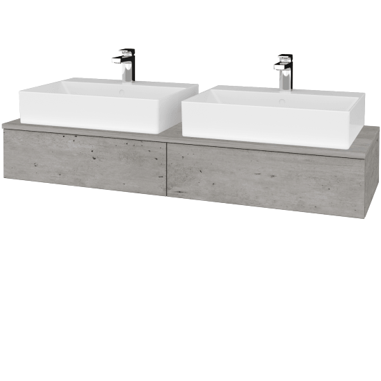 Waschtischunterschrank JOCKAM SZZ2 140 (mit Waschtisch Kube)  - D01 Beton - D01 Beton - Nein